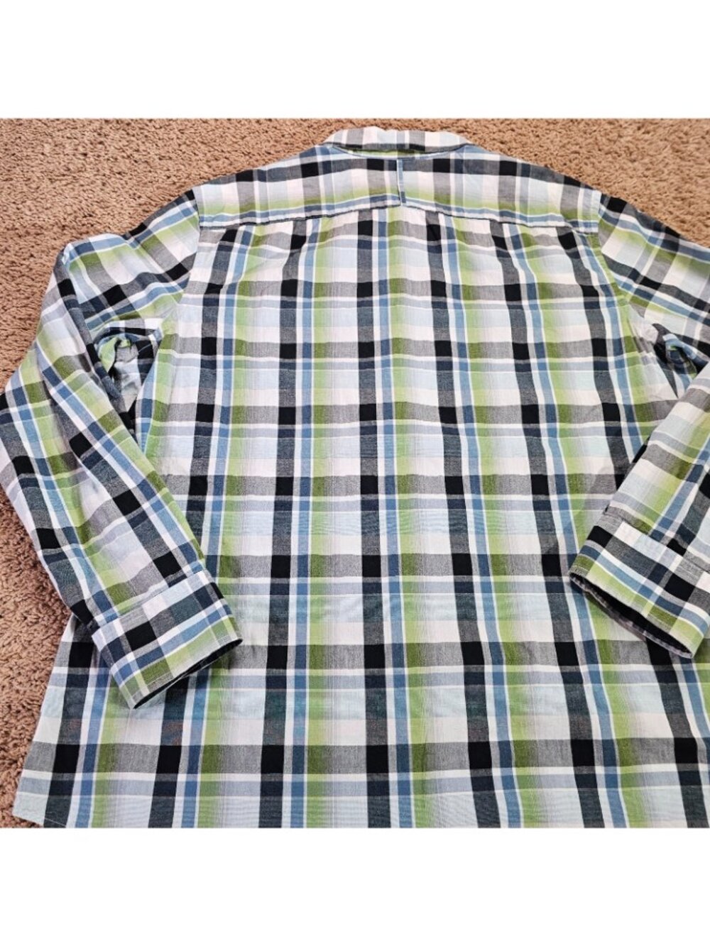 Banana Republic Button Up Shirt Mens XL Green Plaid Long Sleeve Cotton - Picture 5 of 8